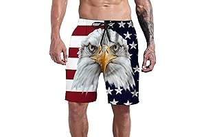 Patriotic 4th of July Printed Swim Trunks for Men
