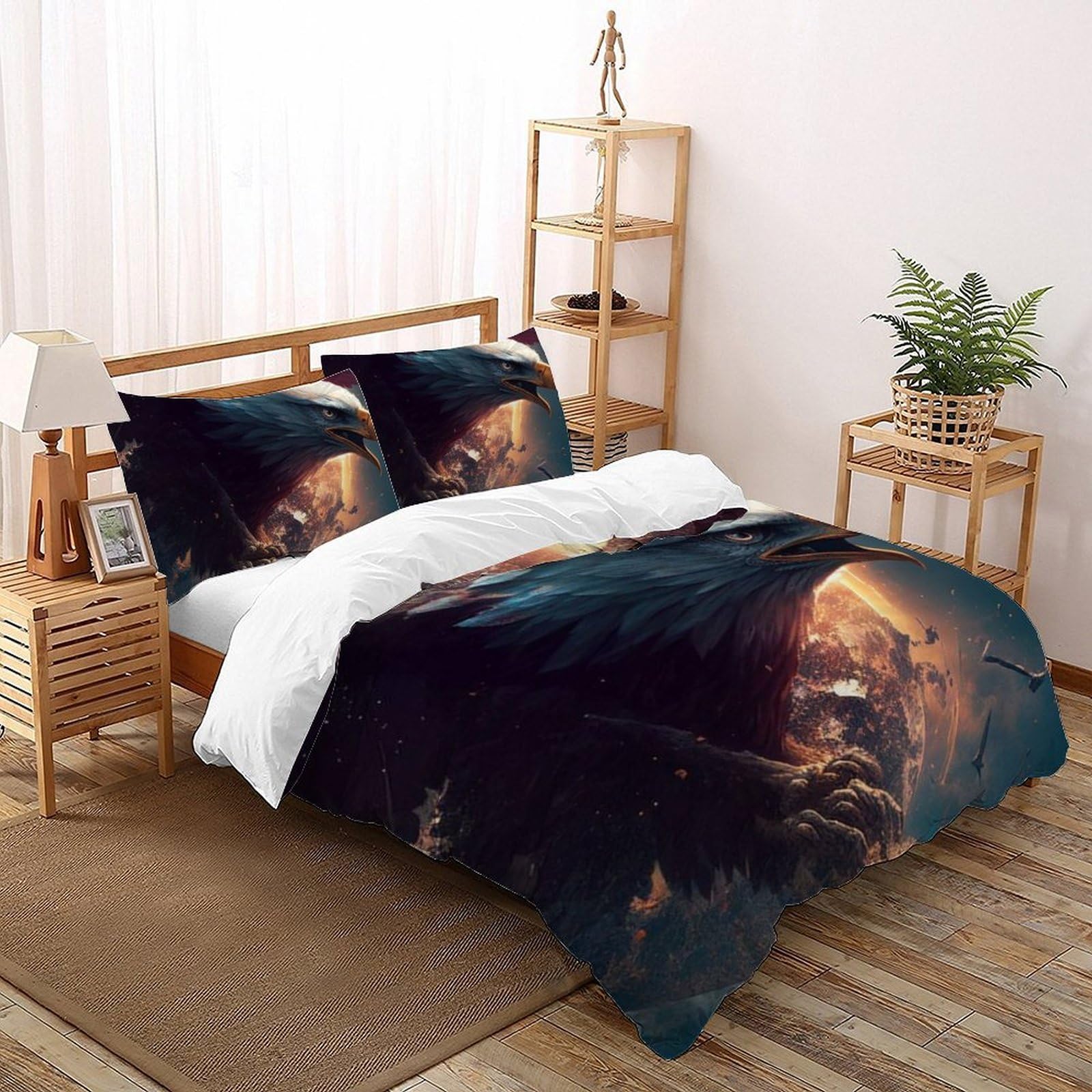 AquilaDecoración De La Habitación Juego De Ropa De Cama, 3D Niños 3 Piezas Microfibra 2 Funda De Almohada CremalleraKing（220x240cm）