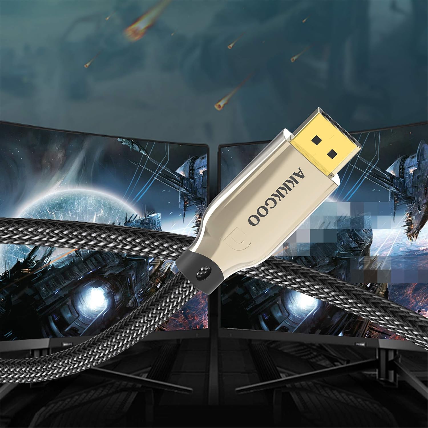 Hottest Sale AKKKGOO 8K DisplayPort Cable 16.5ft Ultra HD Gold-Plated DisplayPort 1.4 Male to Male Nylon Braided Cable Zinc Alloy Shell, Support 7680x4320 Resolution, 8K@60Hz, 4K@144Hz, 32.4Gbps, HDP, HDCP (5M)