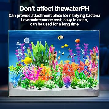 CousDUoBe Fish Tank Decorations Plants, 25pcs Plastic Plants Decorations Fish Tank Accessories Aquarium Decor Plastic Plants