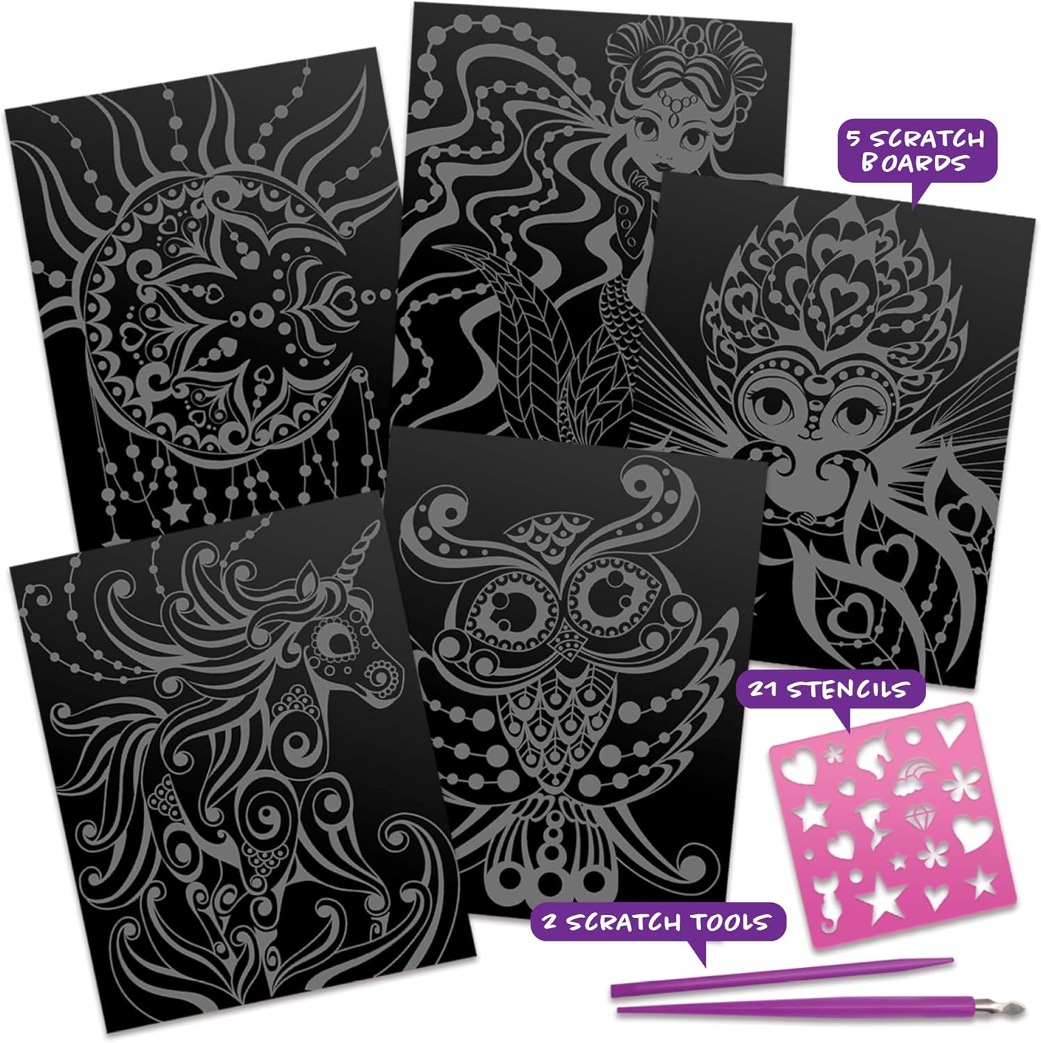 NEBULOUS STARS Creative Art Craft Bundle with Glitter and Foil Art, Scratch Painting, Watercolor Bookmarks and Paint by Number : Arts, Crafts & Sewing