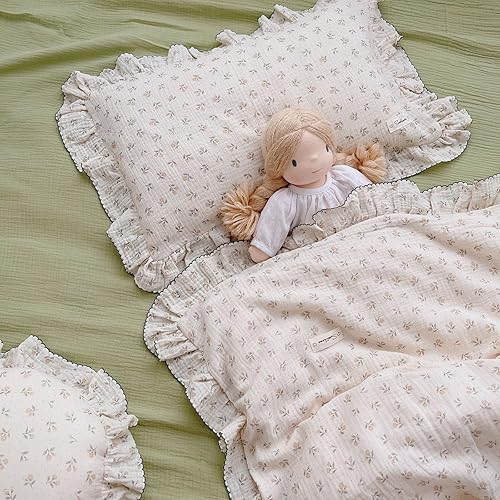 Vista 137 de BuLuTu Funda de almohada de muselina de algodón para niños pequeños, tamaño estándar, estampado de flores de Galsang, suave funda de almohada