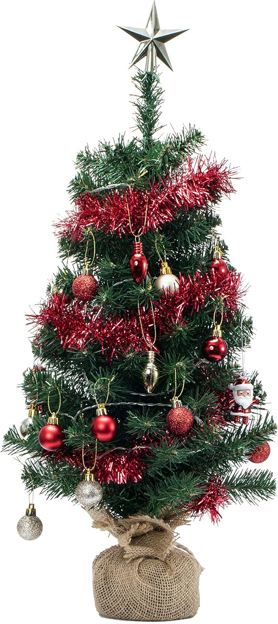 Wbyr Electric Christmas 2022 Amazon.com: 24"/60Cm Tabletop Christmas Tree, Miniature Pine Christmas Tree  With Hanging Ornaments, Xmas Decoration With Warm Light, Ornaments For Xmas  Indoor Decor, Red : Home & Kitchen