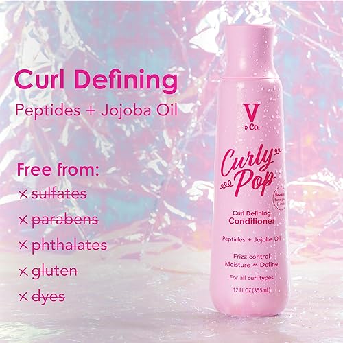 Miniatura 4 de V&Co. Beauty Curly Pop - Acondicionador definidor de rizos, sin sulfatos y sin parabenos, cuidado hidratante del cabello con péptidos, aminoácidos y
