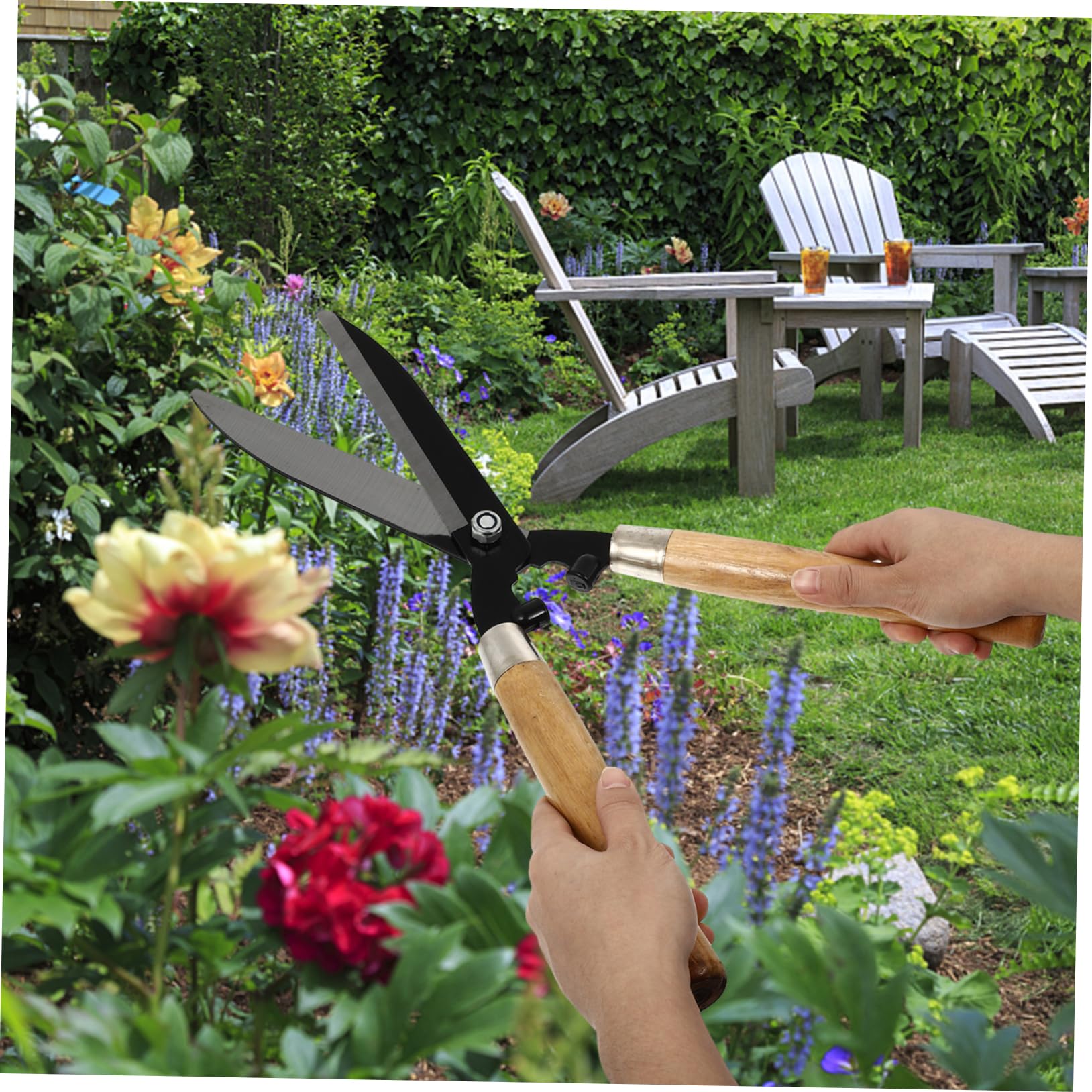 1pezzi Forbici Da Giardino Per Potatura Impugnatura in Legno Lame in Acciaio Temprato Affilate Utensili Per Innesto Per Alberi e Prato Forbici Da Siepe Ergonomiche Per Giardinaggio