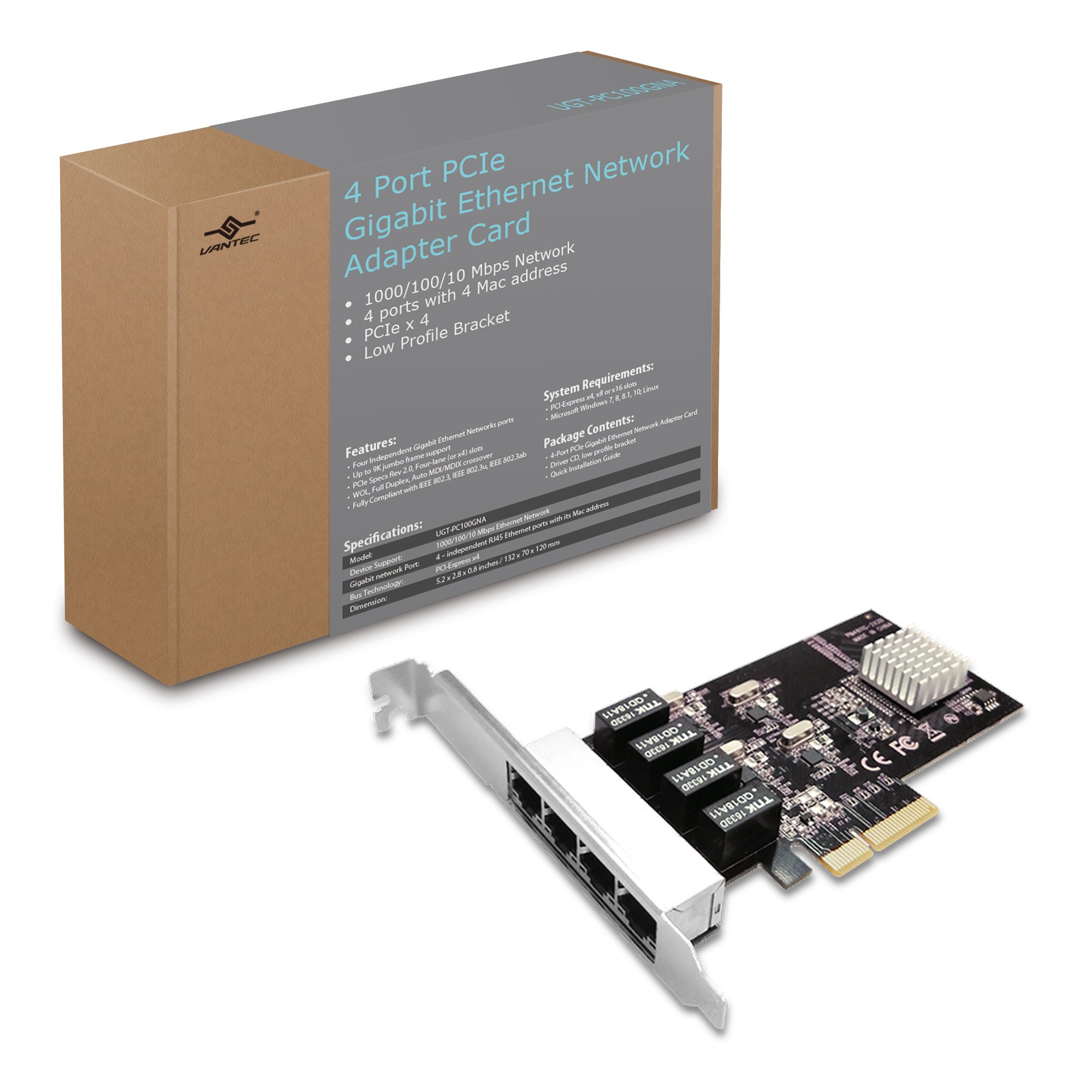 Vantec ugt-pc100gna Interno RJ-45 soluciona problemas de Wi-Fi 5