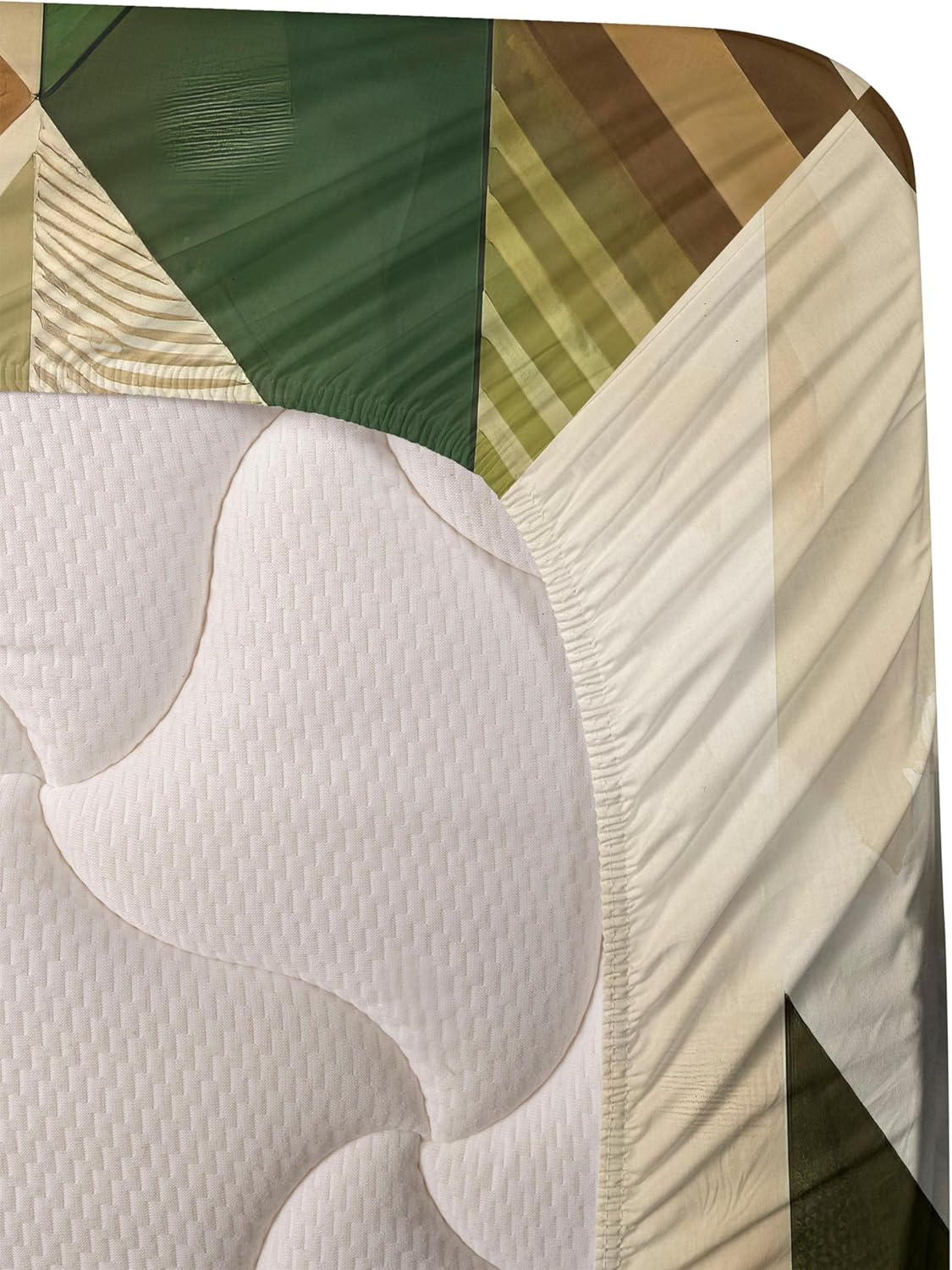 Ambesonne Monstera Sheet Set, Abstract Leaf Boho Scandinavian Tropical Illustration of Nature, Fitted and Flat Sheet with Pillowcases Bedding Accent 4 Piece Set, Queen, Fern Green Sepia and Cocoa