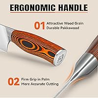 Vista 6 de TUO cuchillo de chef, cuchillo santoku, cuchillo de cocina, cuchillo para uso general, cuchillo para picar, juego de cuchillos