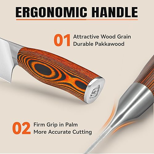 Vista 6 de TUO cuchillo de chef, cuchillo santoku, cuchillo de cocina, cuchillo para uso general, cuchillo para picar, juego de cuchillos