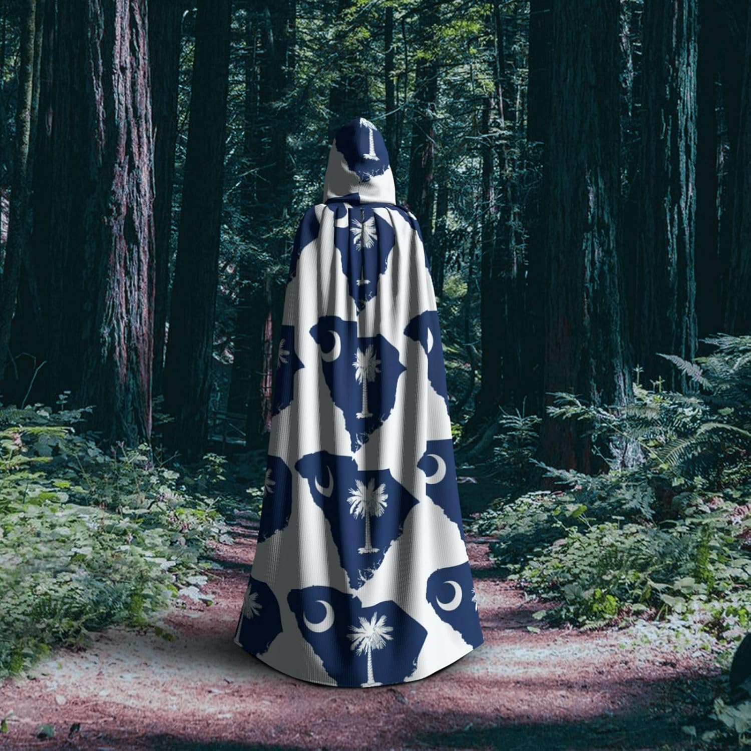 South Carolina Flag Map print Halloween Hooded Robe Cloak for Adult Men Women Wizard Vampire Knight Fancy Cape Costume