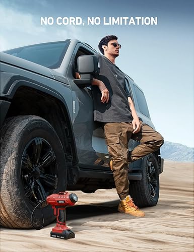 Miniatura 6 de AstroAI C2 Inflador de Neumáticos Inalámbrico Compresor de Aire 20V Batería Recargable 160PSI Bomba de Aire Portátil con Adaptador de Corriente de