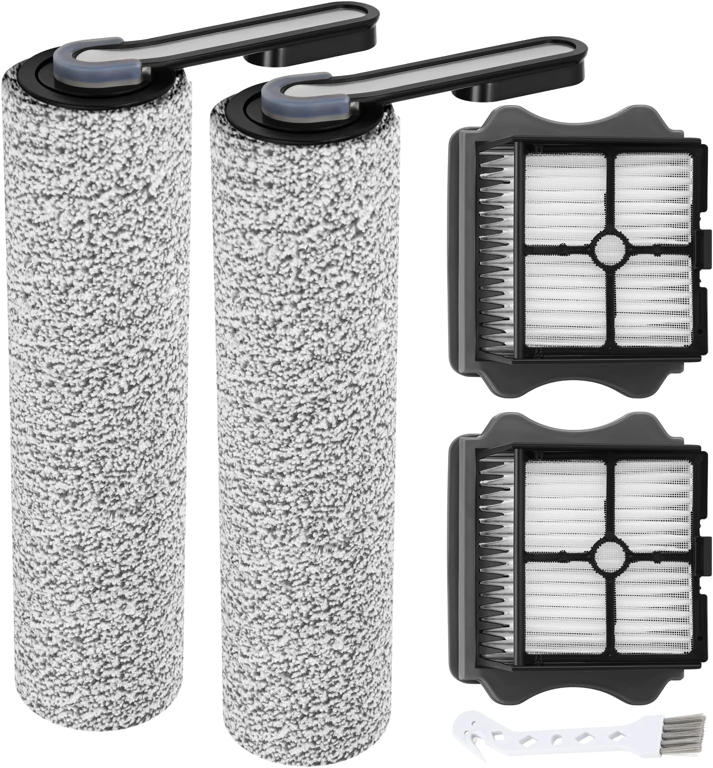 Floor ONE S5 Brush Roller Replacement Parts for Floor ONE S5/Floor One S5 Pro Smart Cordless Wet Dry Vacuum Cleaner, 2 Pack Brush Rollers and 2 Pack Vacuum HEPA Filters
