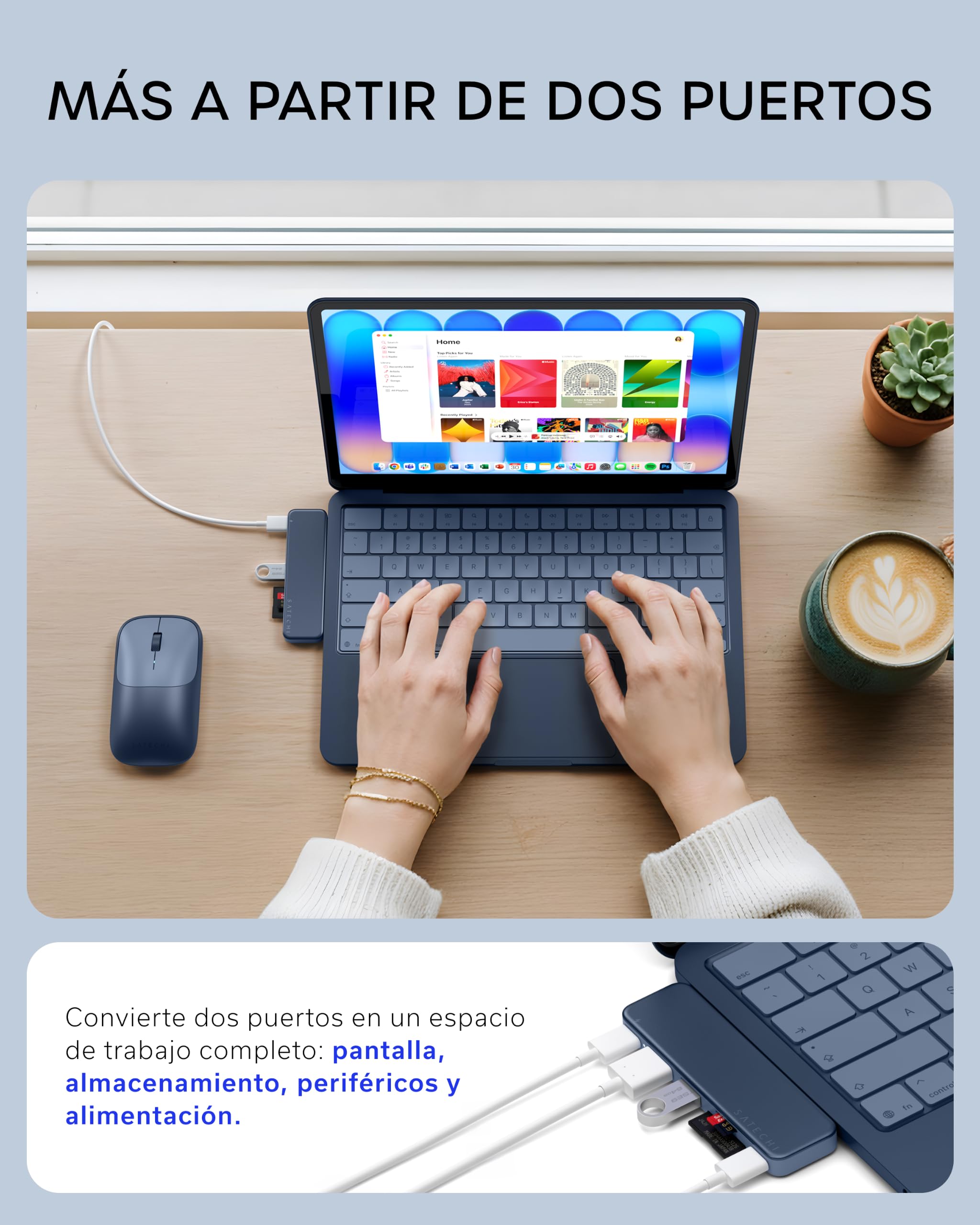 SATECHI Bundle Hub USB-C OntheGo 5 en 1 y Hub USB-C Snap 6 en 2 (Índigo) Bundle