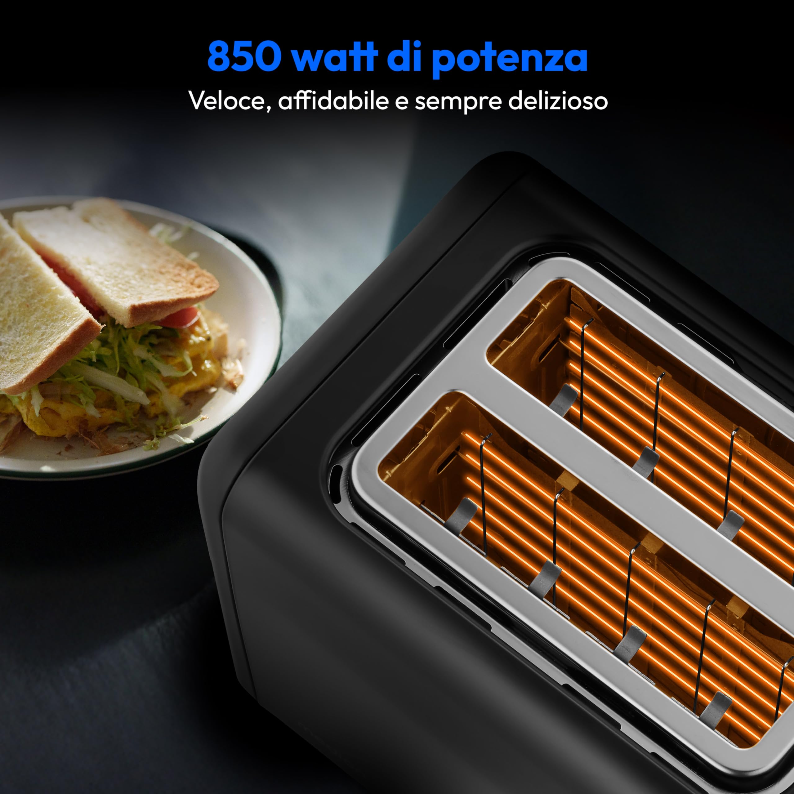 MEDION Tostapane MD12102 (2 fessure, display LED touch, 7 livelli di doratura, 5 programmi automatici) nero