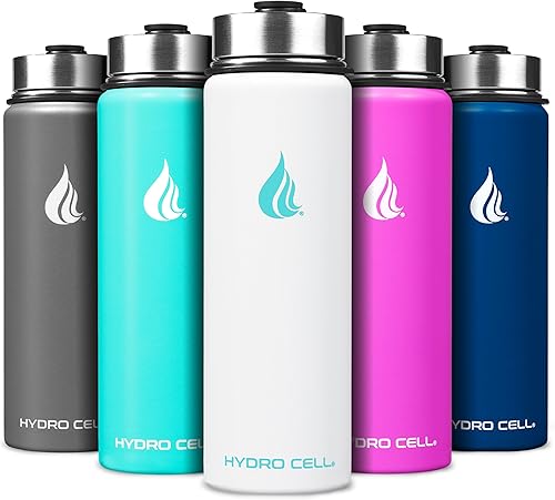 Miniatura 158 de HYDRO CELL Botella de agua aislada de acero inoxidable con pajilla, para bebidas frías y calientes, frasco de vacío de metal con tapa de rosca y