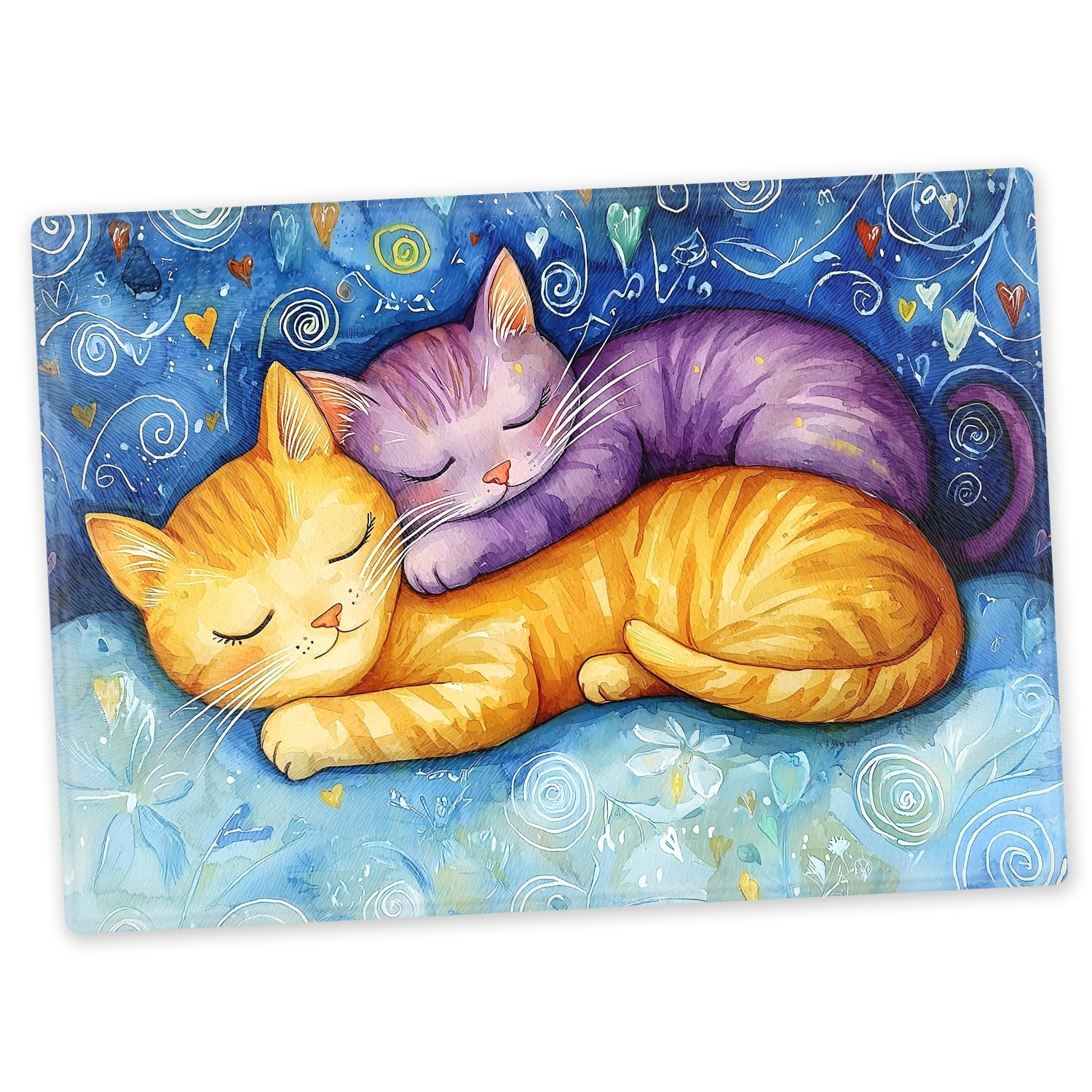 Cute and Colourful Cats Glass Chopping Board Large Kitchen Worktop Saver 40cm x 30cm (Design 5)