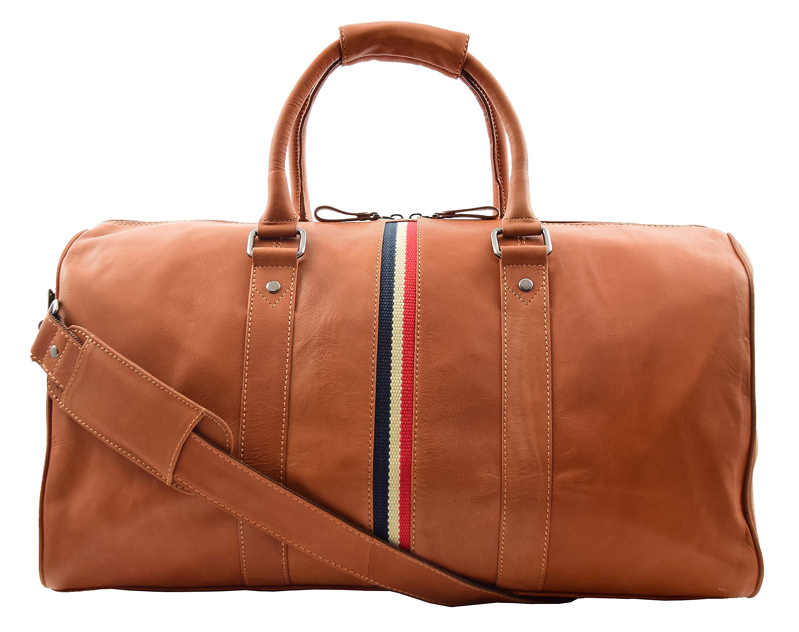 Bolsa de viaje de cuero genuino Cognac Sports Weekend Travel Mochila - Miami