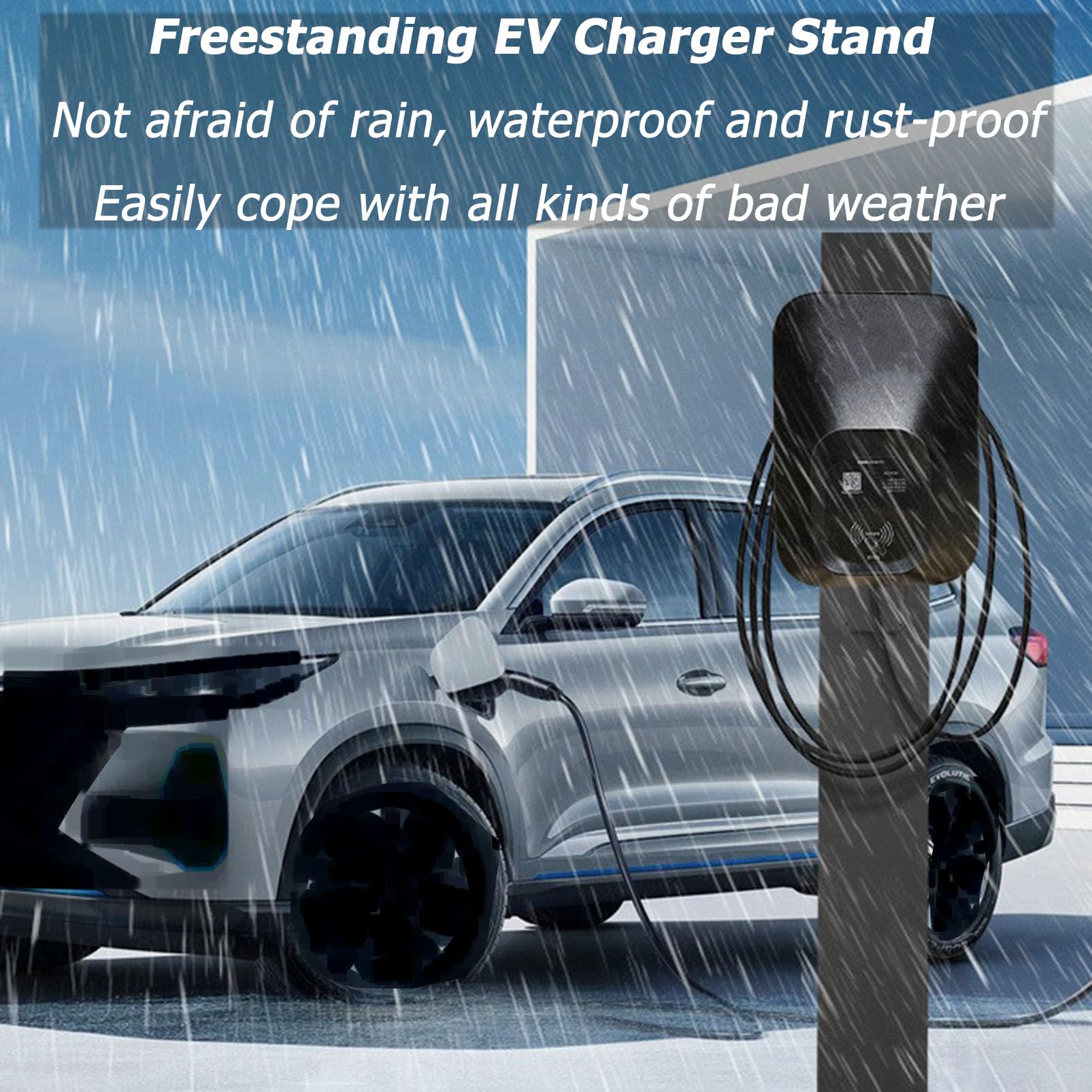 Elektrofahrzeug-Ladegerät Podest Ständer, Hochleistungs-EV-Ladegerät mit Kabelmanagement, Stützpol für EV-Ladestation, Elektrofahrzeugladungsstapel-Ladungsspalte Ladehebel
