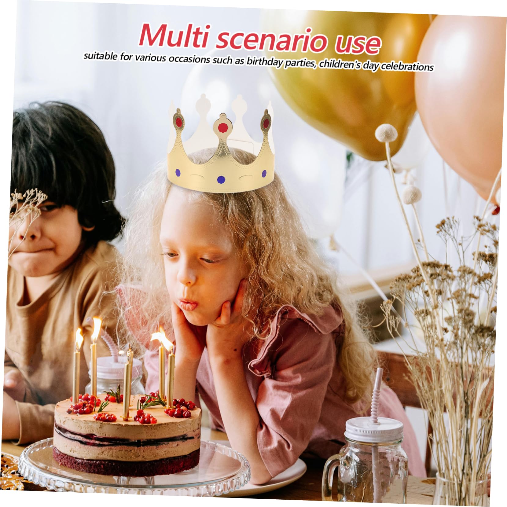 Kisangel 50 Pezzi Cappelli Corona di Carta Oro per Feste di Compleanno Bambini, Design Embossed Spesso e Look Tridimensionale per Decorazioni e Accessori Party