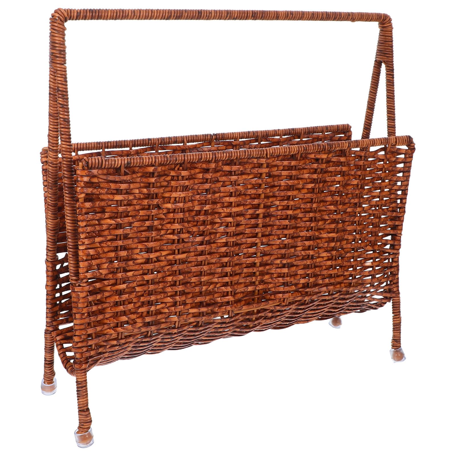 Alipis Revistero de Suelo Marrón de Pe Capacidad de Carga Fuerte y Construcción Robusta, Cesta Tejida Estilo Rústico para Oficina y Baño, Organizador Decorativo Funcional