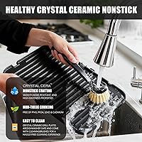 Vista 2 de CATTLEMAN Plancha para Parrilla Panini Sandwichera con Placas Extraíbles, 1600W, Waflera 6 en 1 y Parrilla Eléctrica para Interiores con Termómetro