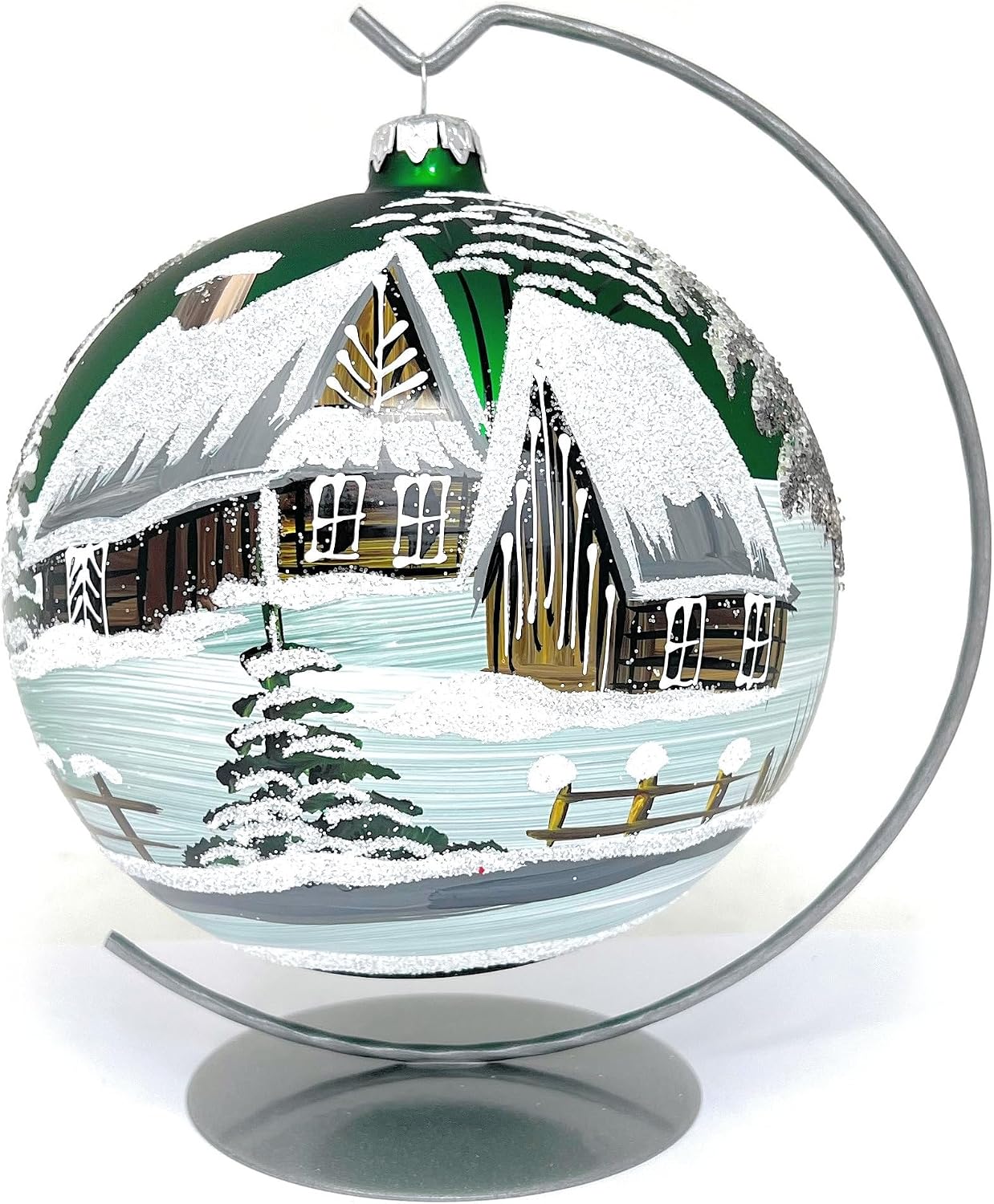 Green Chapel Christmas Ornament Polish Blown Glass Ball Hand Painted Large Bauble 6 inch/150mm Everlasting Faith Ornament