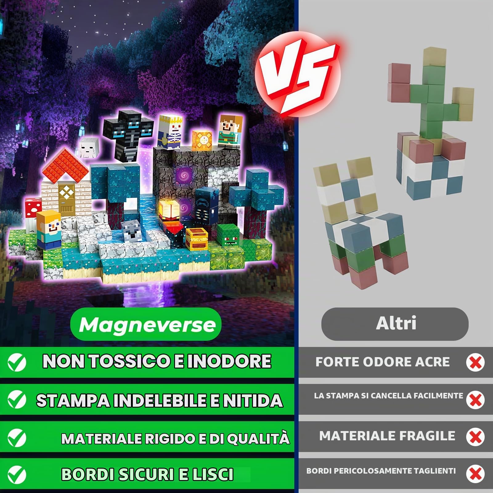 Magneverse Costruzioni Magnetiche per Bambini 200 Pezzi - Avventura nella Foresta Crepuscolare con 36 Tipi di Magnetic Blocks, Gioco di Costruzione Educativo Regalo per Bambini 4-12 Anni