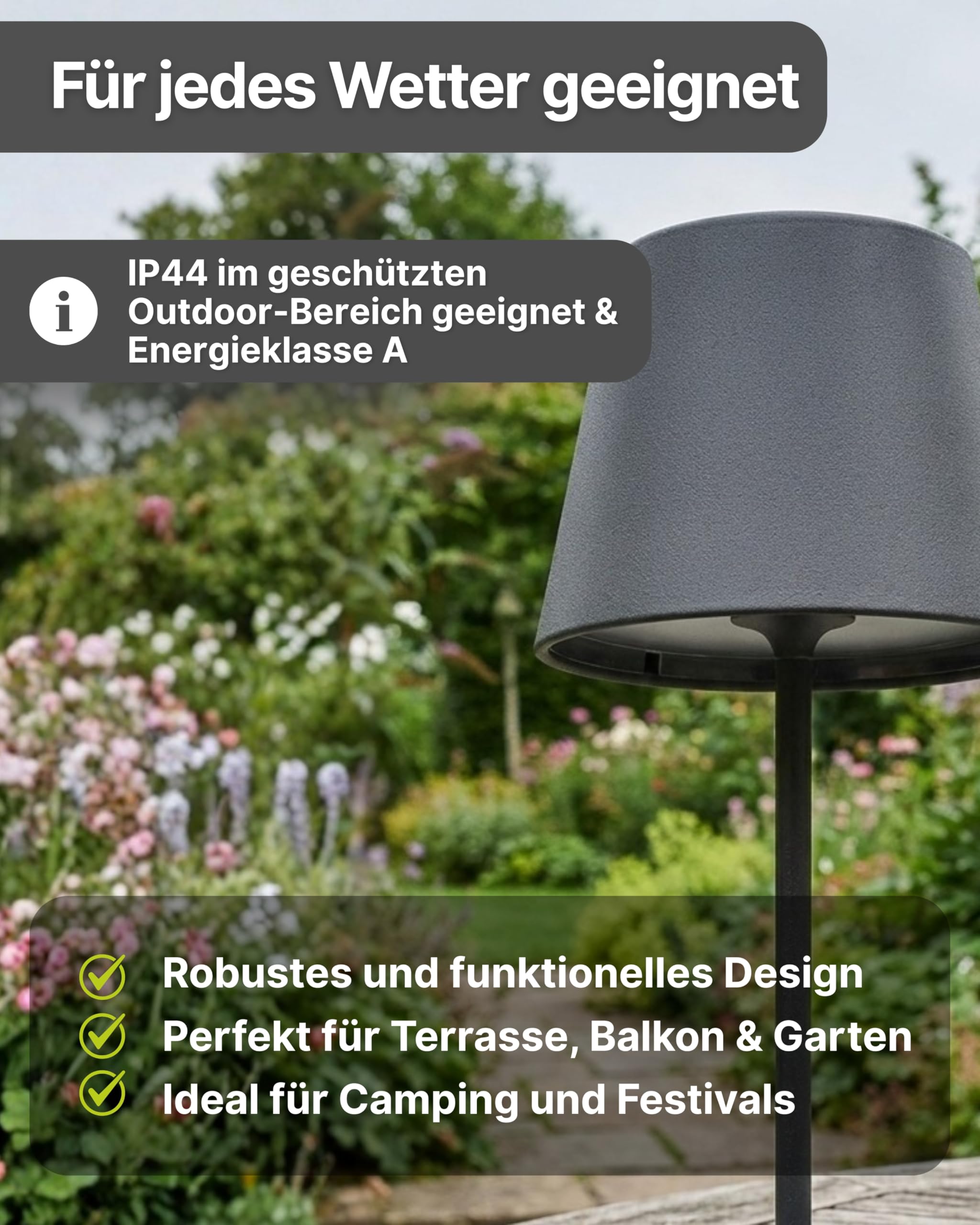 SCHWAIGER Tischleuchte I LED Tischlampe mit Touch-Steuerung I Akku-Lampe mit RGB und warmweiß I IP44 geschützt und aufladbar per USB-C I kabellose Lampe für Indoor & Outdoor