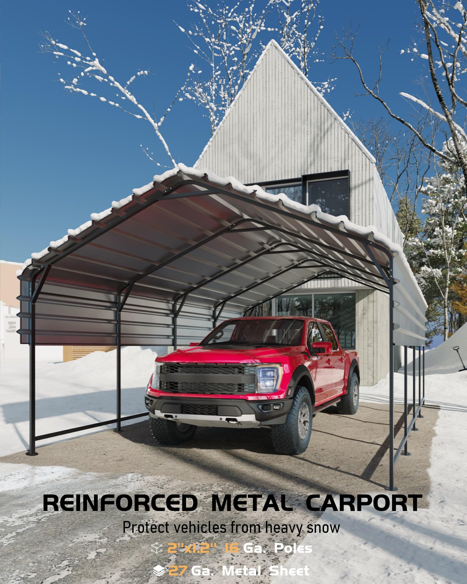 Snapklik.com : GarveeLife Metal Carport 13 Ft X21 Ft Heavy Duty, Steel