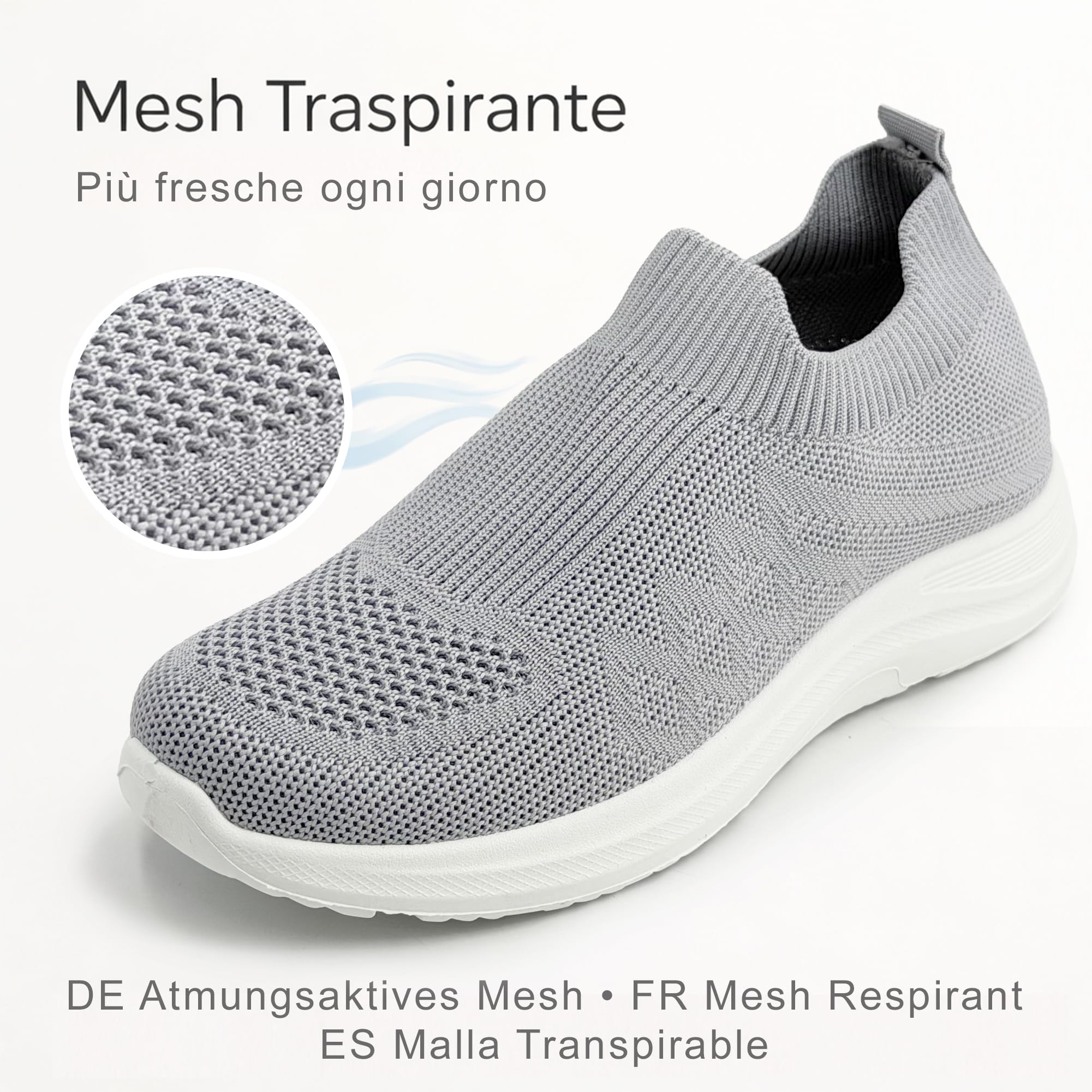 JOMIX Scarpe Slip On Donna Traspiranti in Maglia Elasticizzata Sneakers Casual Senza Lacci per Camminare Tempo Libero Viaggio Lavoro Leggere con Soletta Memoria Morbida Comoda