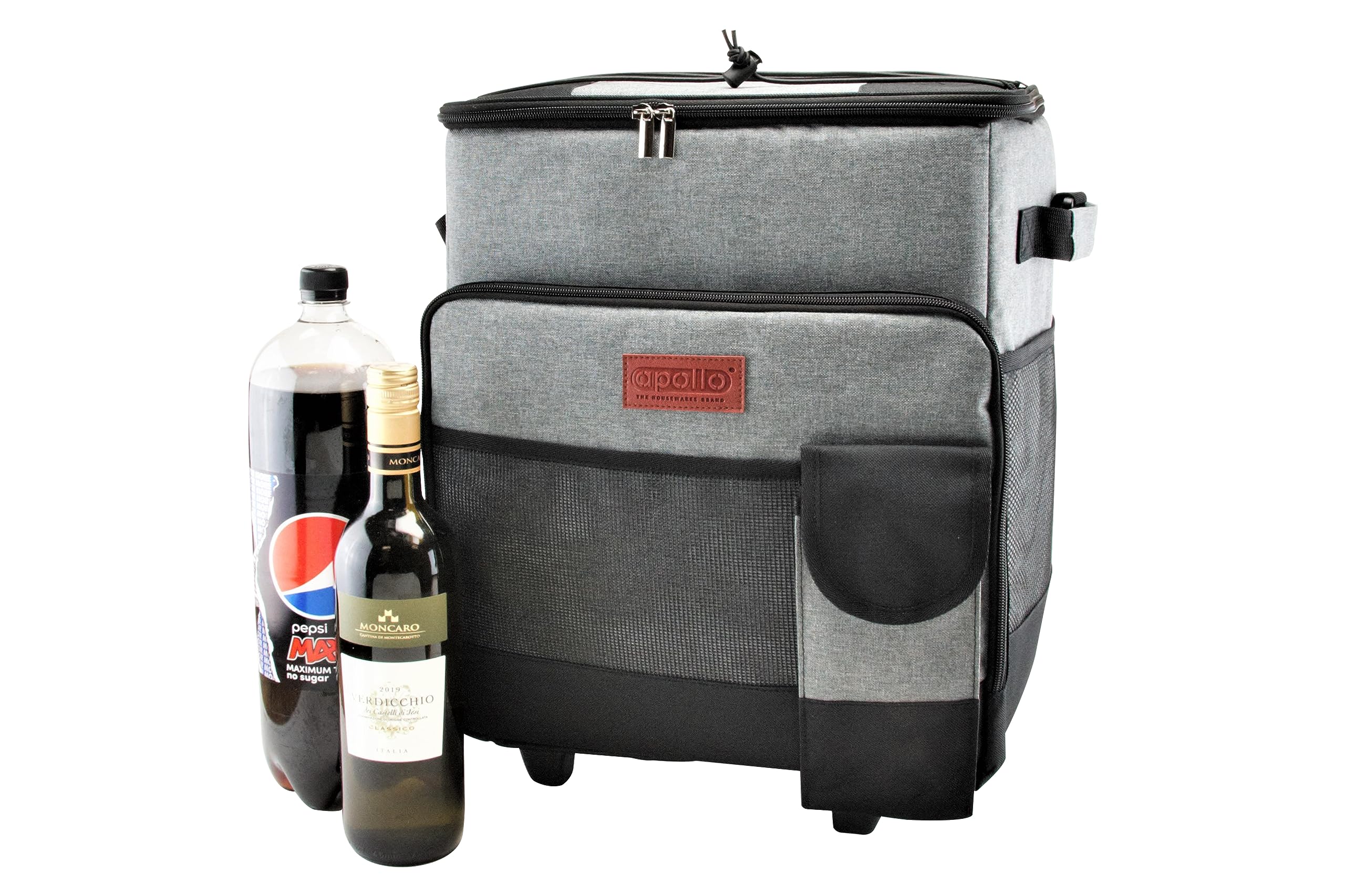 apollo THE HOUSEWARES BRAND Borsa termica da 35 l, borsa termica da picnic grande borsa morbida per esterni, campeggio, barbecue, viaggi, portatile, mantiene le bevande fresche per 6 ore, grigio