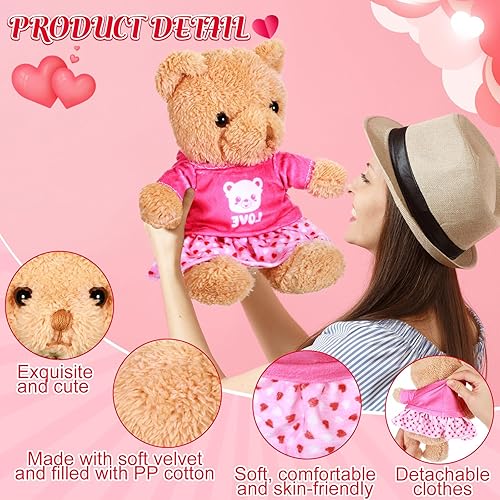 Miniatura 3 de MiniInflat Oso de peluche para el día de San Valentín de 10 pulgadas con ropa extraíble, oso de felpa suave, lindo oso de peluche, juguete de