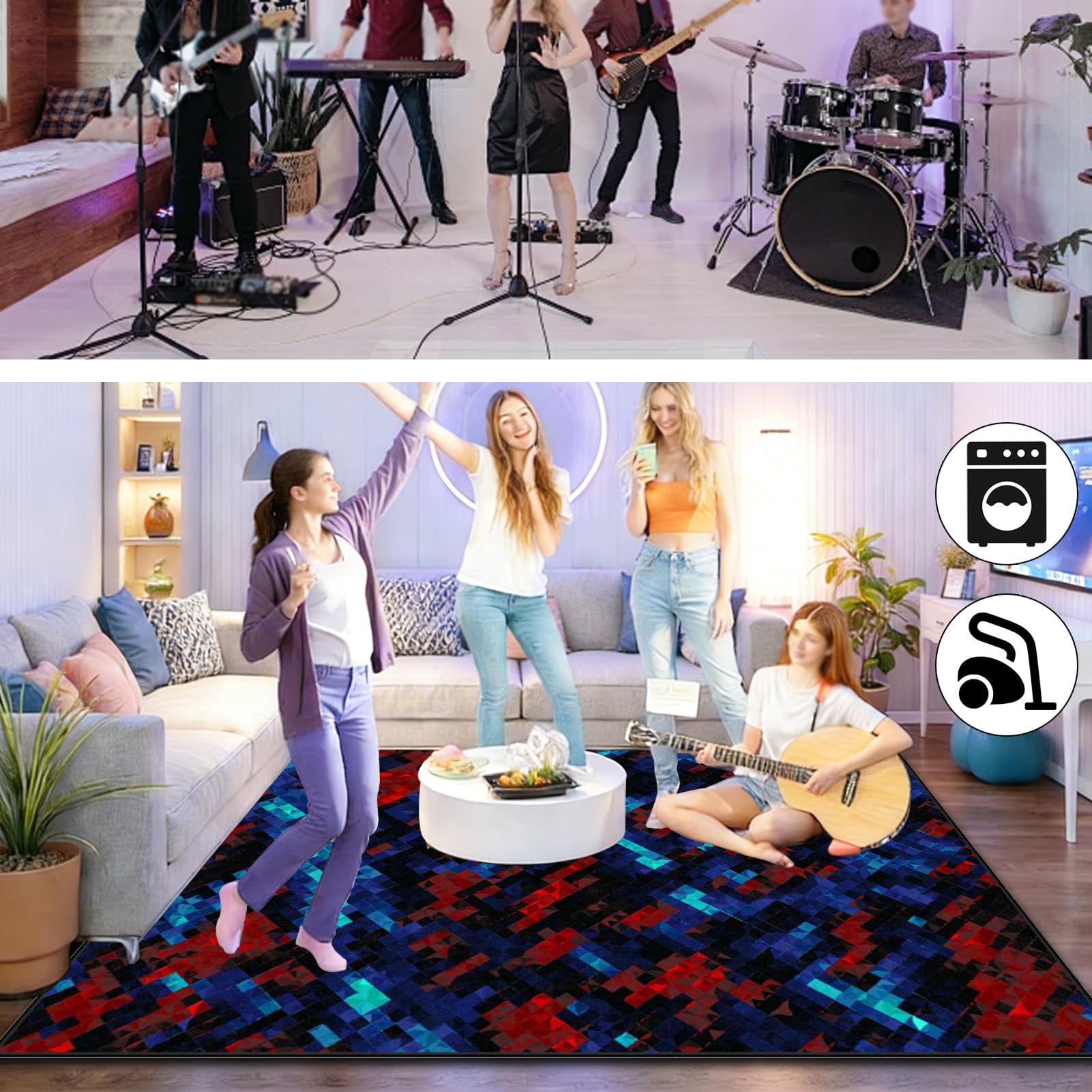 170 x 140 cm Dywan z baterią elektroniczną Dźwiękoszczelny Antypoślizgowy Dywan Pochłaniający Akustyczny Profesjonalna mata do instrumentów muzycznych do instrumentów muzycznych do gitary basowej