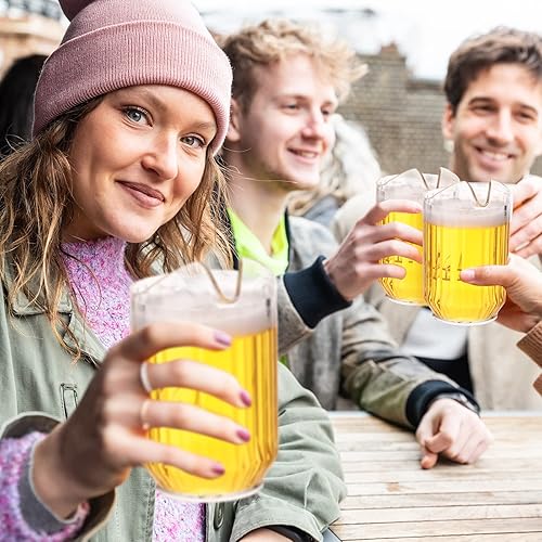 Miniatura 7 de Rtteri Paquete de 16 jarras de agua de plástico transparente de 32 onzas a granel, jarra de restaurante duradera con boquilla y asa para servir