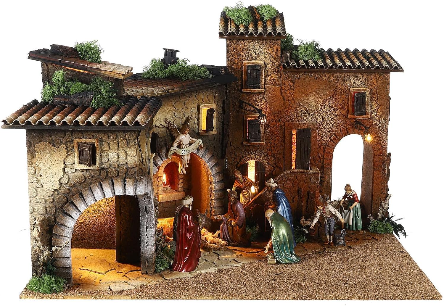 Village with Oven 40x60x50 cm Moranduzzo Nativity Scene 12 cm, EmptyHeight: 43 cm|Depth: 50 cm|Statues Height: 12 cm|Width: 60 cm