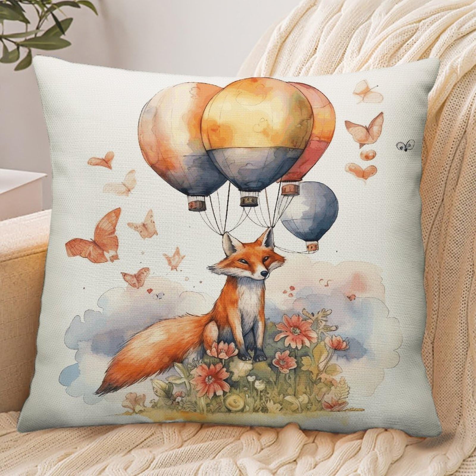 Fekiloot Style Fox And Hot Air Balloon Pillowcase Pillow Sham Pillow Case