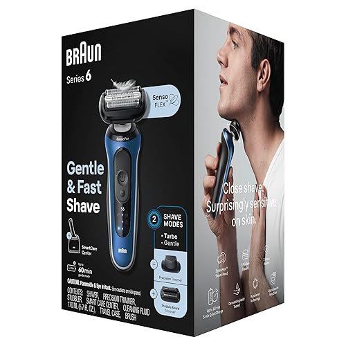 Miniatura 10 de Braun Afeitadora eléctrica para hombre, serie 6 6177cc, afeitado en húmedo y seco, modos de afeitado turbo y suave, afeitadora de aluminio, azul