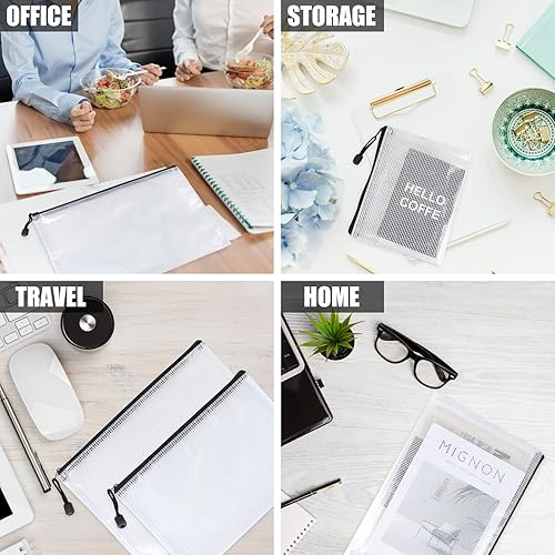 Miniatura 7 de MIDELONG Bolsa de malla con cremallera de varios tamaños, bolsas impermeables con cremallera, carpetas de documentos de plástico, carpetas de