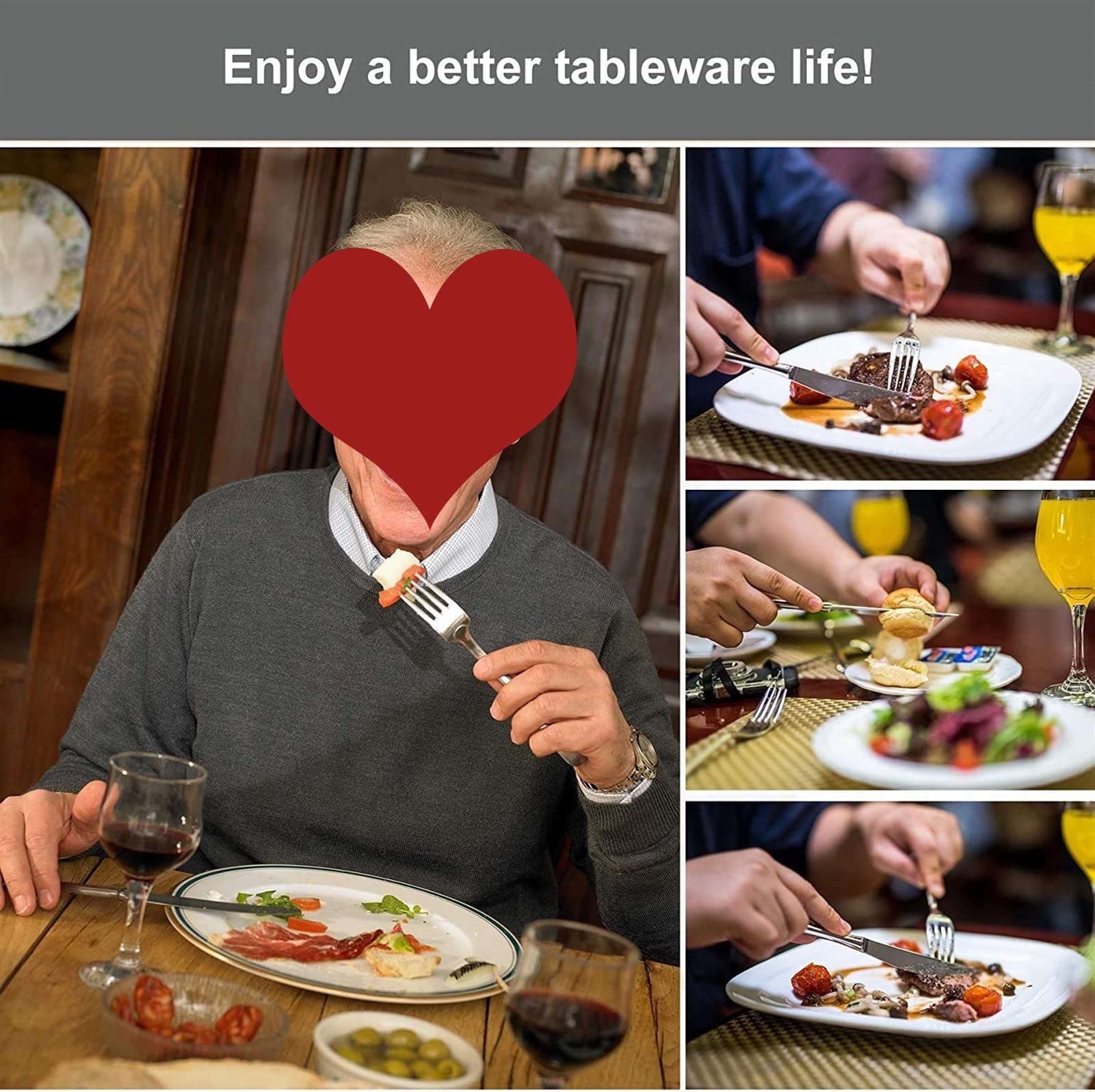24-teilige Besteck Set,Edelstahl Hochwertige Spiegelpolierte Besteck-Sets,für Haus Büro Restaurant, Leicht Zu Reinigen mit Geschenkbox Weihnachtsgeschenkpaket (Color : Black)