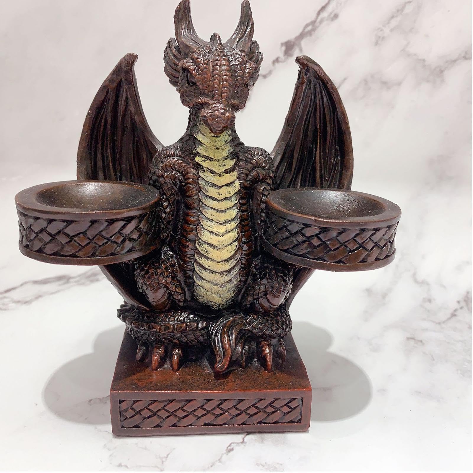 金色銀色ドラゴン像 置物 Amazon.co.jp: ドラゴン像 | ダブルボールホルダー 座っているドラゴン