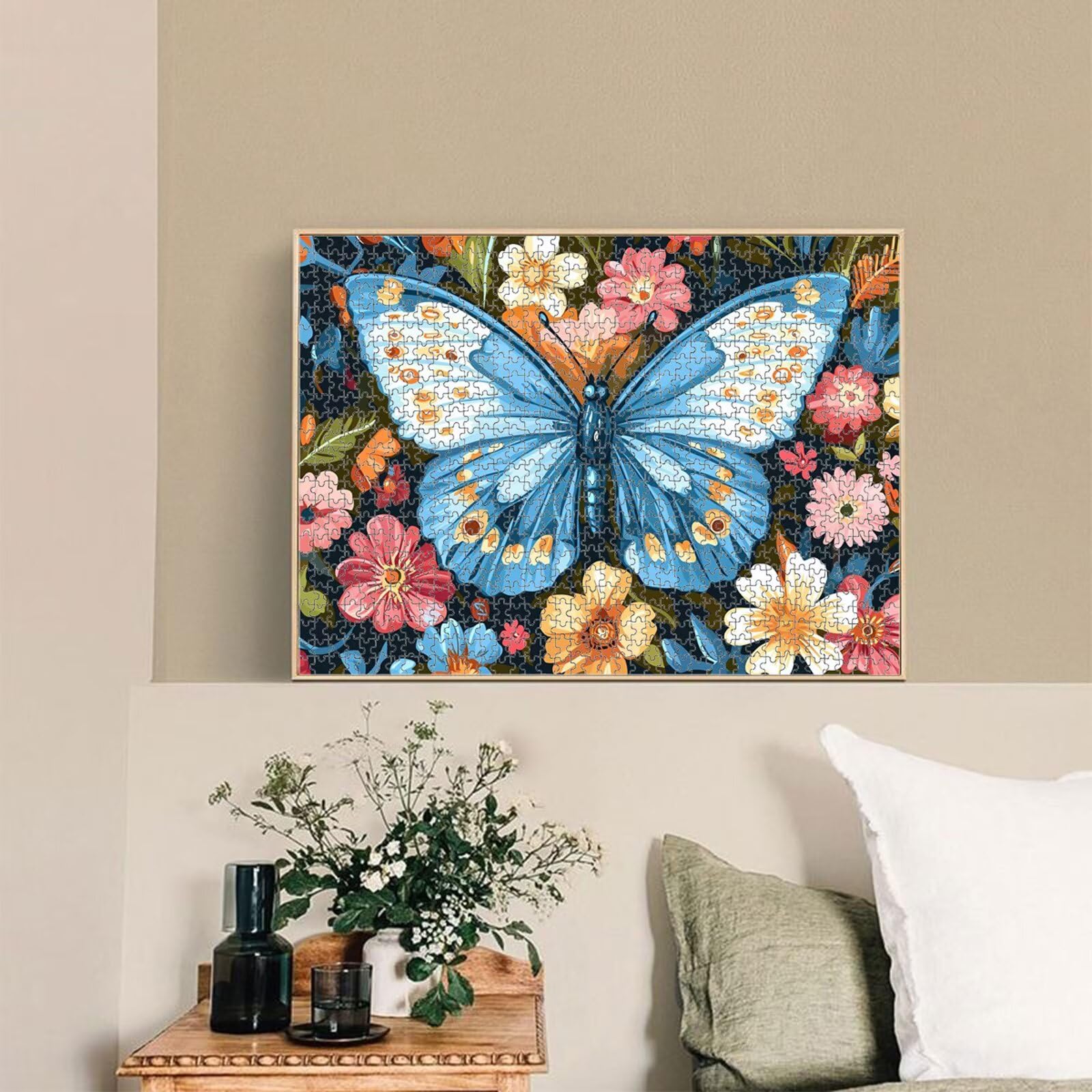 1000 Teile Puzzle für Erwachsene, Schmetterling & Blume Holz Puzzle 1T#619
