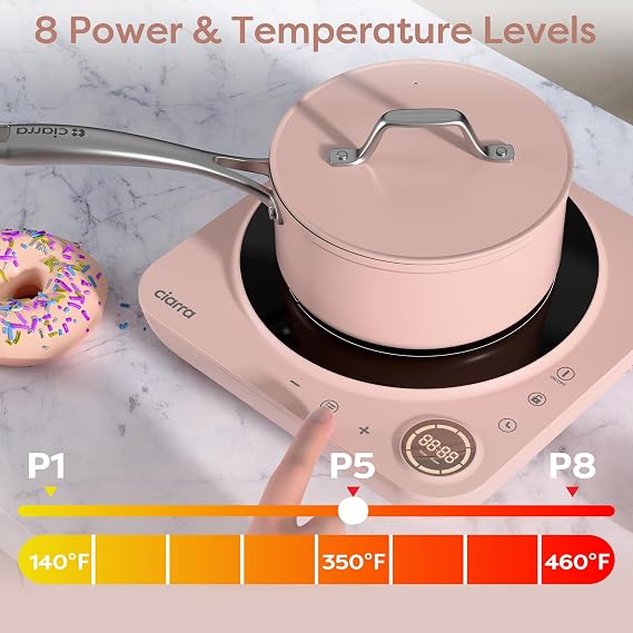 CIARRA Portable Range Hood+Induction Cooktop, Desktop Range Hood with 2 Speed Exhaust Fan, Detachable Aluminum Filter, Large Oil Collection Cup, Portable Kitchen Exhaust Fan for Indoor BBQ, Hot Pot