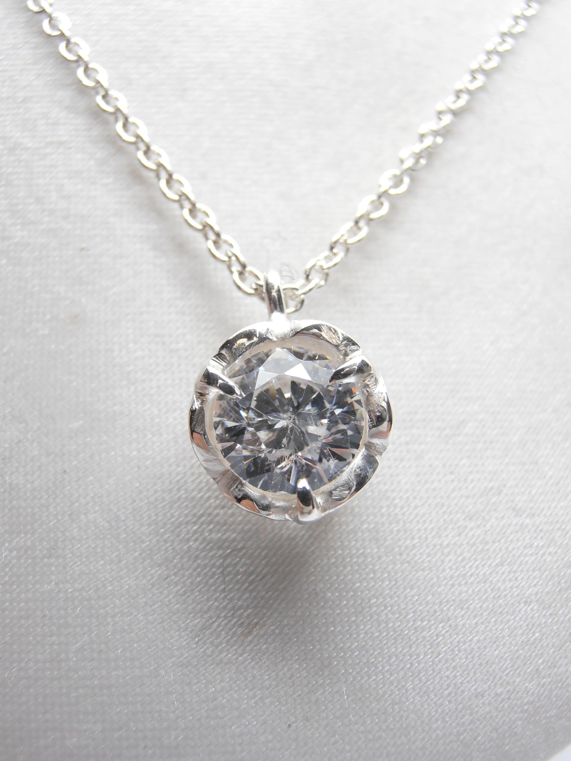 Punto Luce : Girocollo e Ciondolo in Argento 925 con Zircone taglio Brillante - Pendente - Catenina - Collana Pietra Semi-Preziosa