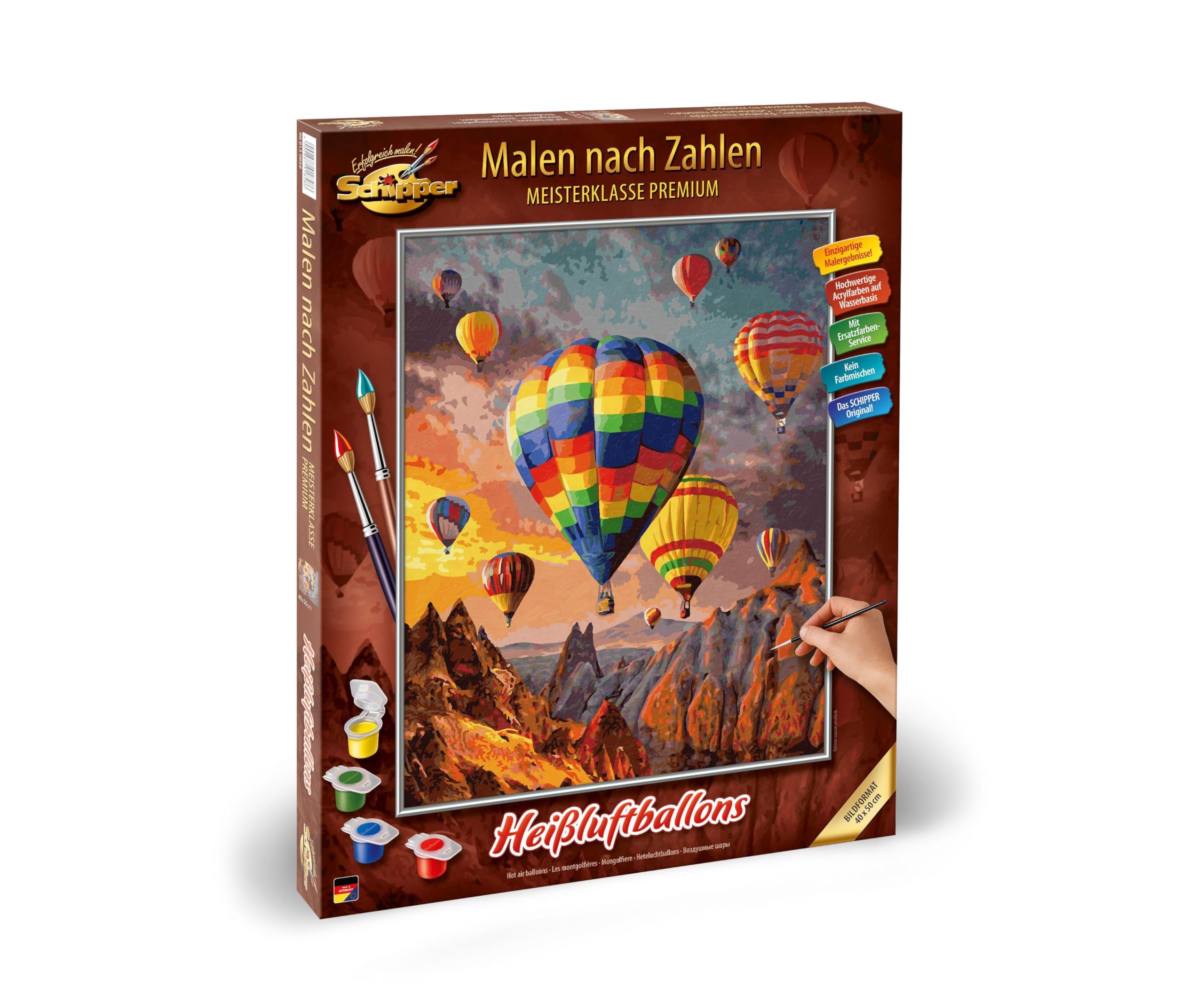 Schipper 609130858 Peinture par Numéros Montgolfières - Images Peinture pour Adultes avec Pinceau et Peinture Acrylique 40 x 50 cm