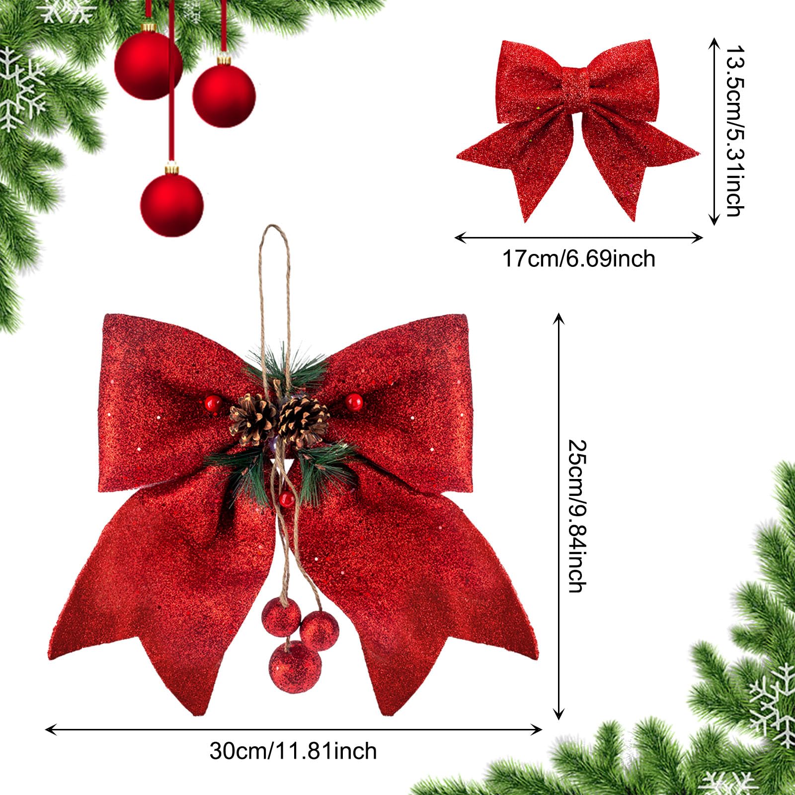 50 Rote Weihnachtsschleifen Mit Glöckchen – Christbaumschmuck Für Baum, Kranz, Girlande & Geschenke