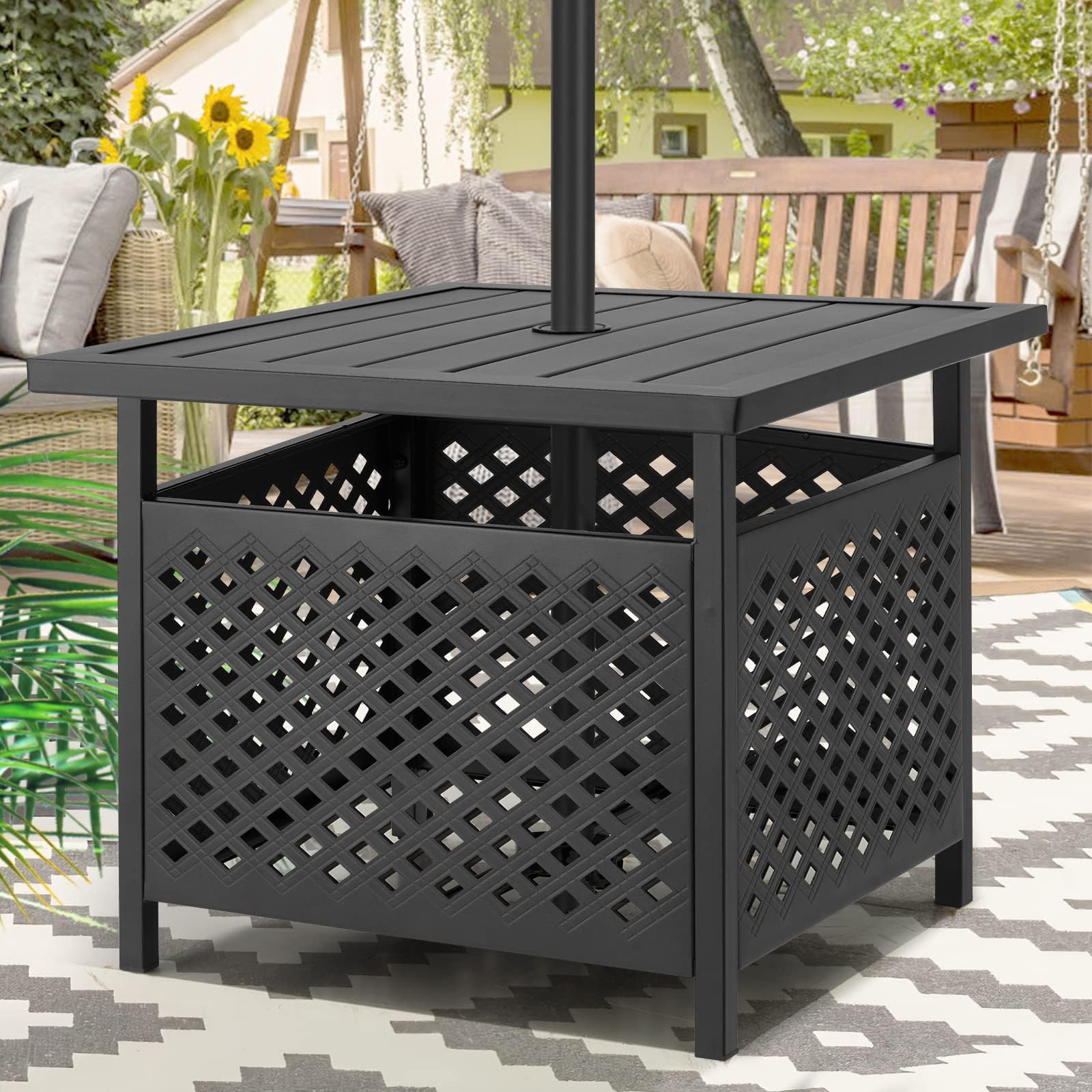 Amazon.com: Iwicker Patio PE Wicker Umbrella Side Table Stand, Outdoor ...