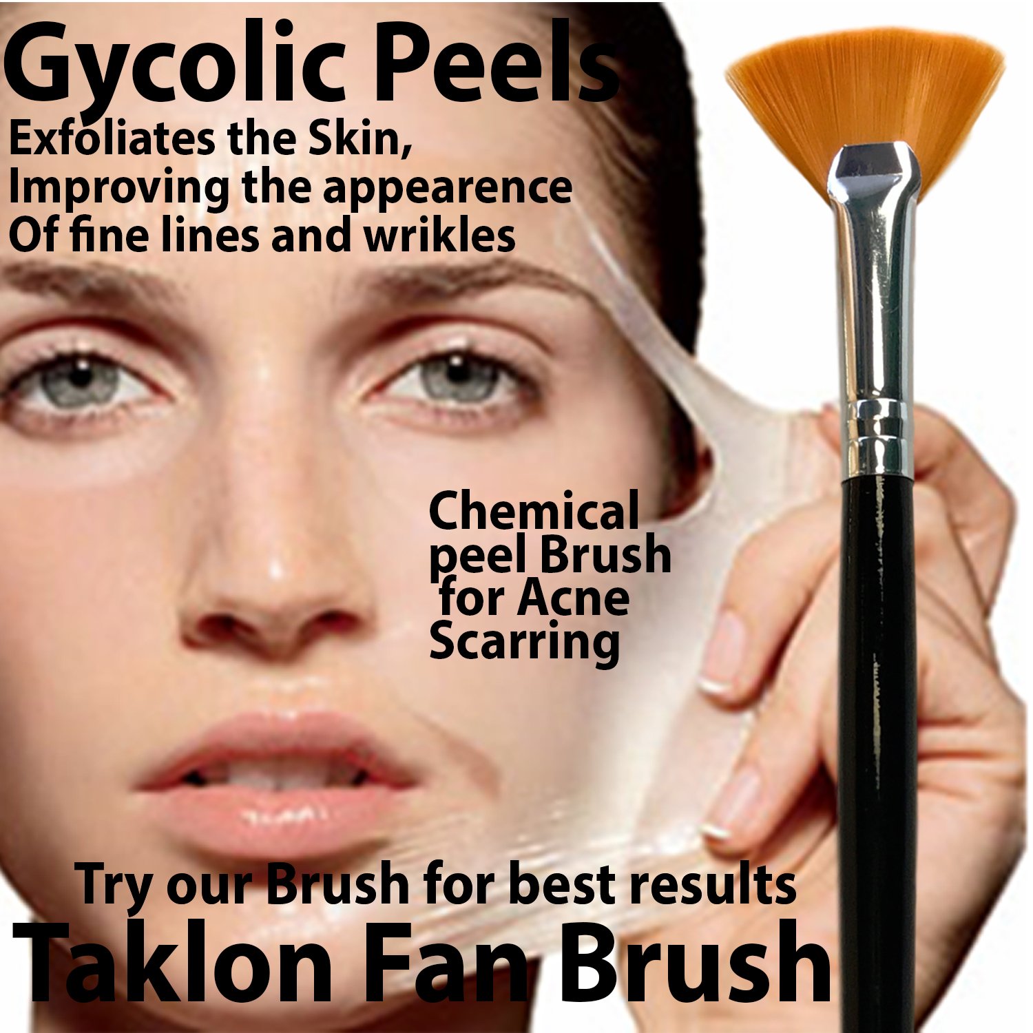 bellus Fan Brush Taklon Glycolic Lactic TCA Serum Mask, Black