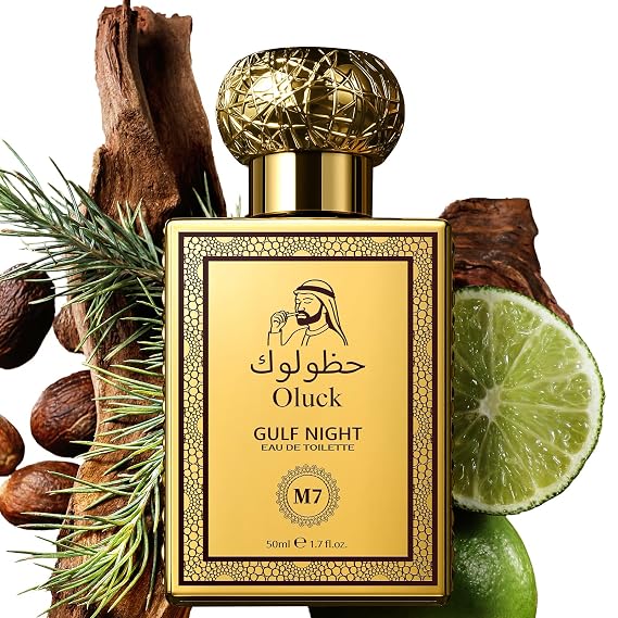 Oluck Gulf Night Perfume M7 Cologne for Women & Men, Lemon Pineapple Nutmeg Cedarwood Vanilla Notes, Middle Eastern Fragrance, 50ml/ 1.7 fl oz