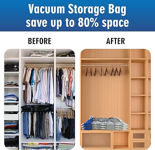 Miniatura 5 de 10 bolsas grandes de almacenamiento al vacío, bolsas de sellado ahorradoras de espacio para ropa, edredones, mantas y ropa de cama (10 litros)