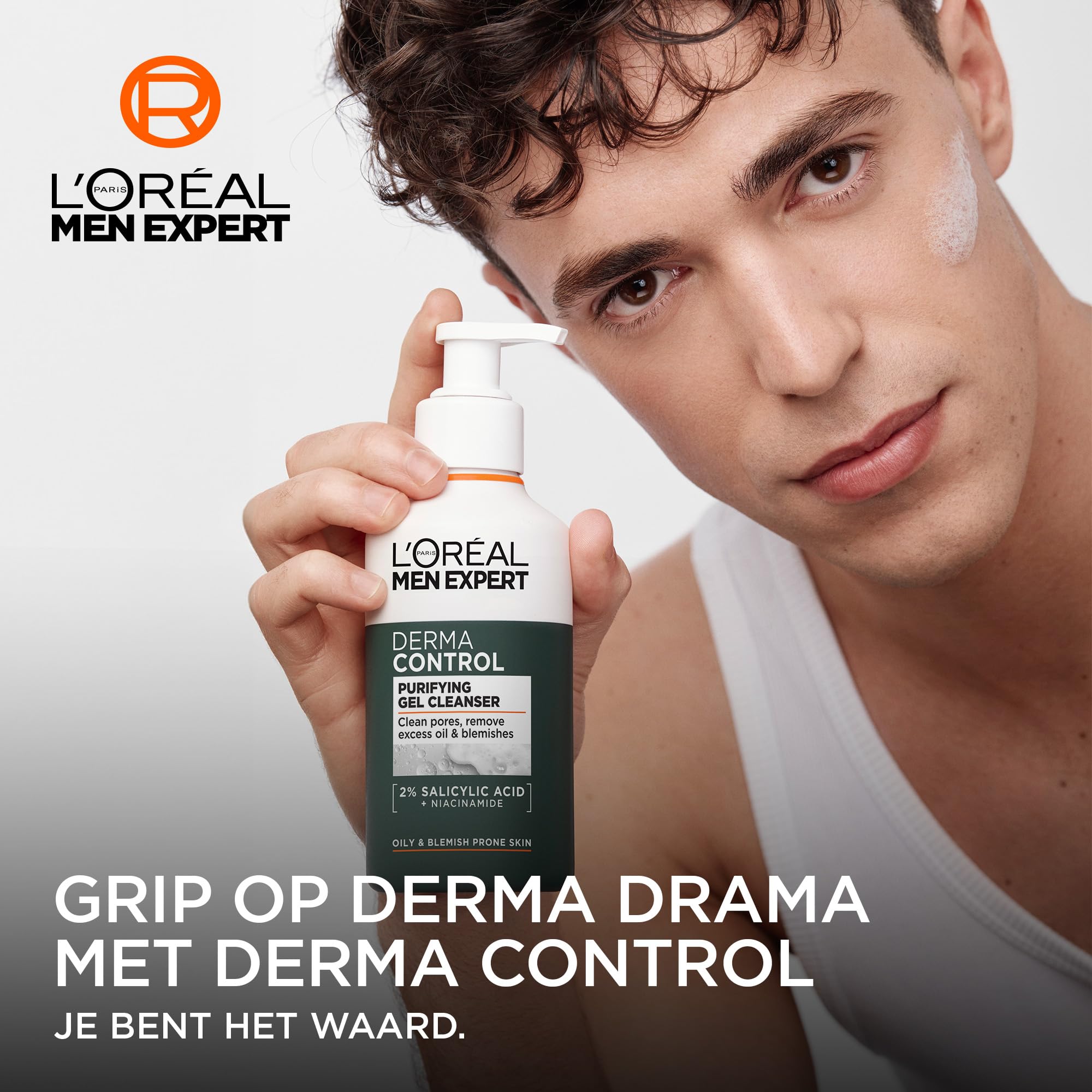 L'Oréal Paris Men Expert Derma Control Oczyszczający Żel do Mycia Twarzy z Niacynamidem, 260 ml